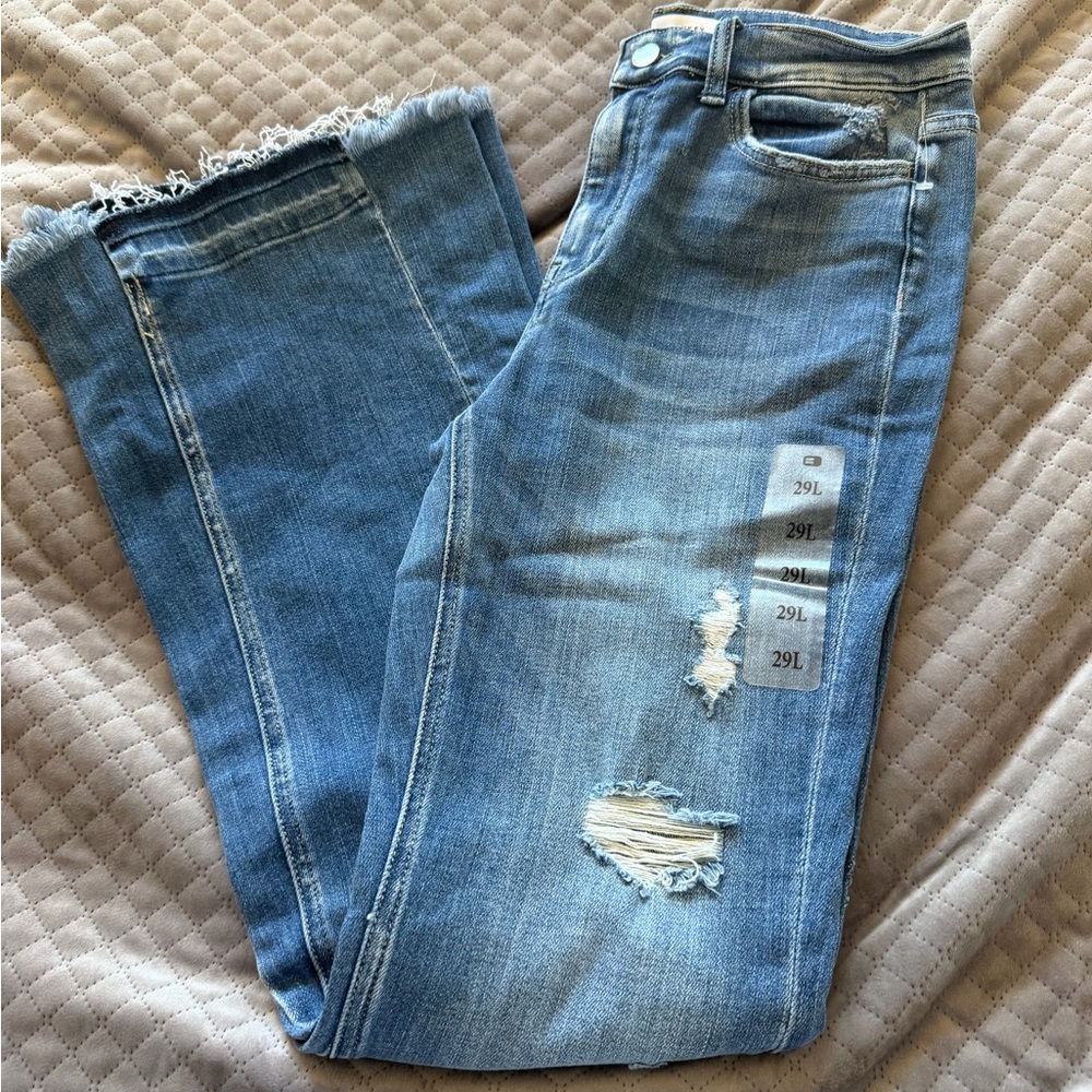Flying Monkey Light Blue Distressed Flare Jeans